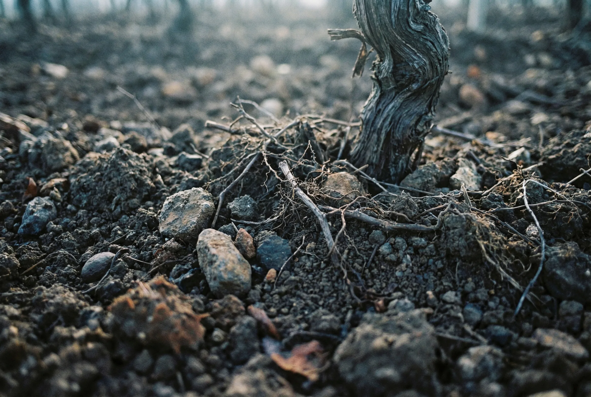Alte Rebwurzel im Boden